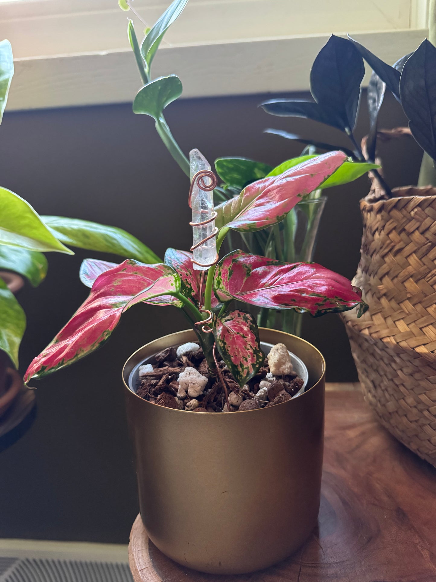 Handmade Copper Quartz Crystal Plant Stakes